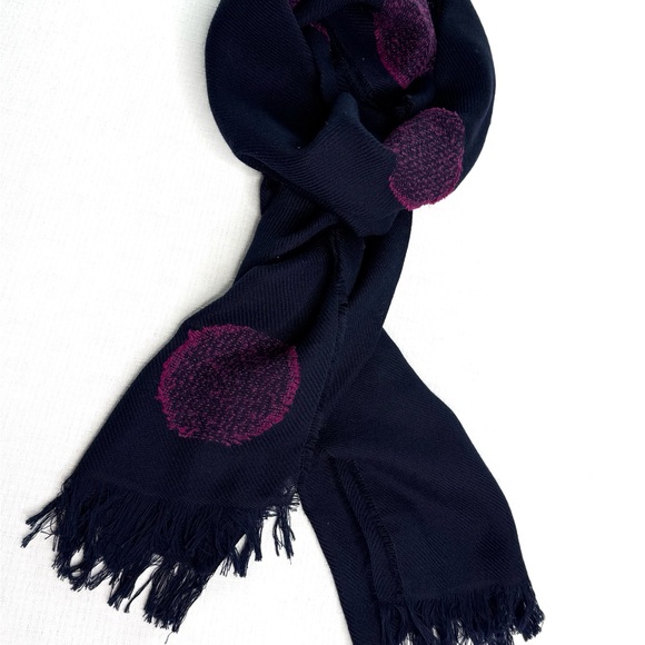 Talbots Polka Dot Scarf Navy & Fushia Pink Polka Dot Scarf - Picture 5 of 5